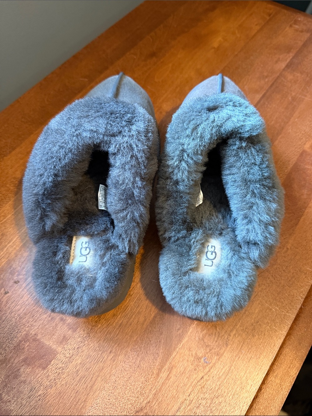 UGG Women’s Gray Plush Shearling Slipper Clog - Picture 3 of 7